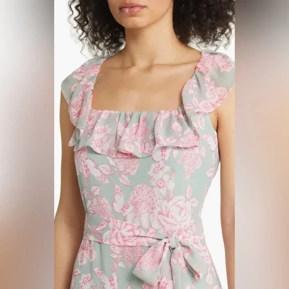 Eliza J Pink and Green Floral Midi Dress - Picture 2 of 7